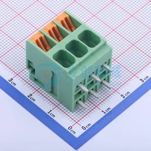 6.35 弯插 P=6.35mm 绿色 弹簧式 1x3P 接线端子KF207R