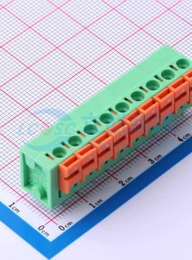 弹簧式接线端子DB142V-5.08-9P-GN 插件,P=5.08mm 1x9P 直插 绿色