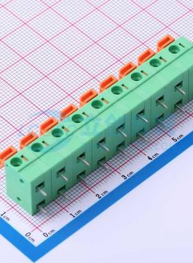 弹簧式接线端子DB142R-7.62-9P-GN 弯插,P=7.62mm 1x9P 绿色