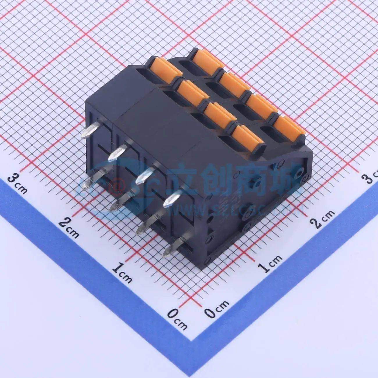 弹簧式接线端子KFM736H-5.0-2*4P 插件,P=5mm 2x4P 黑色