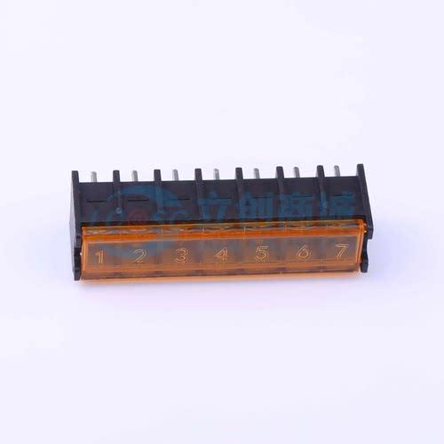 栅栏式接线端子DBT50G-7.62-7P-BK-P 7.62mm 带盖板 1x7P 直针