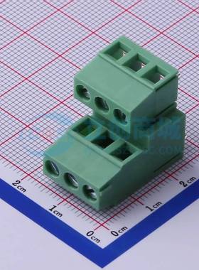 螺钉式接线端子DB128A-5.0-2*3P-GN-S 插件,P=5mm 2x3P 直插 绿色