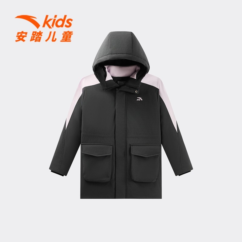 长板女生安踏儿童中长羽绒服2026新款保暖抗寒中大童四防羽绒外套