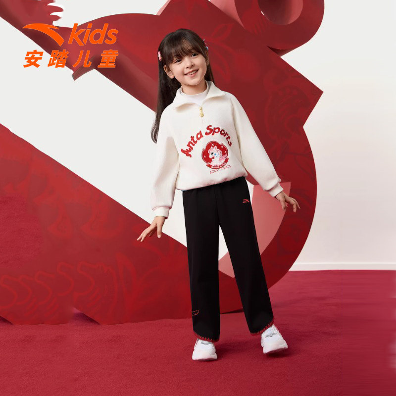 新年款安踏儿童女小童加绒加厚裤子打底裤2026春季新款紧身运动裤