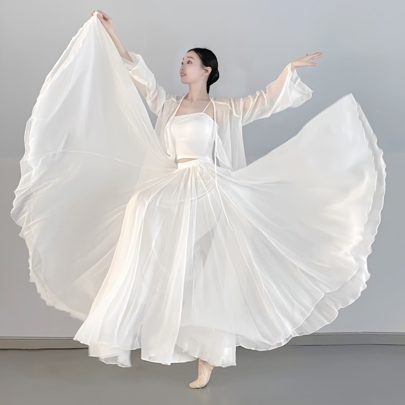 半朵新国风舞古典舞白玉映沙天丝纱衣1080度大摆裙艺考舞台演出服,运动/瑜伽/健身/球迷用品,古典舞服,淘宝优惠券,粉丝福利购,淘宝优惠卷