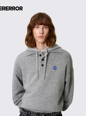 ADERERROR SIG系列 TRS Tag 套头毛衣02 冬季POLO领羊毛微宽松