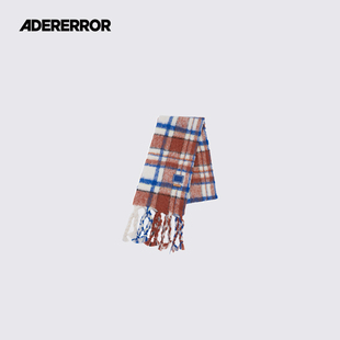 23FW Cland plaid 流苏格纹图画羊毛围巾 ADERERROR 围脖秋季 新品