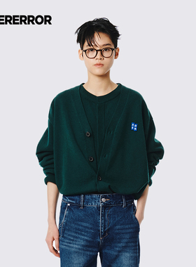ADERERROR SIG系列 TRS 毛衣开衫01 秋冬时尚经典V领刺绣针织开衫