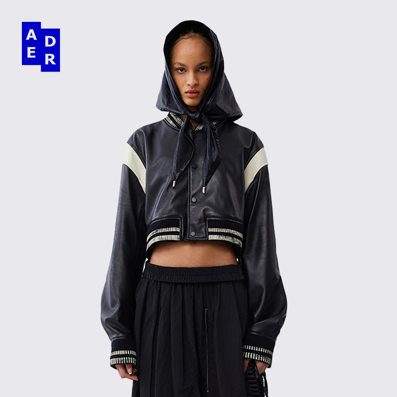 ader潮流皮革短款长袖外套