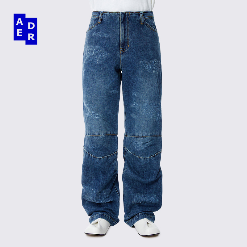 ADERERROR破洞磨旧牛仔裤