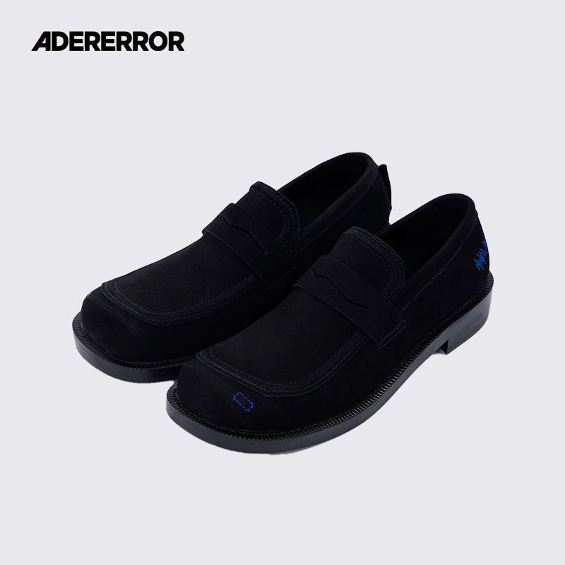 ADERERROR Curve系列  LF01 之字形刺绣蓝色燃烧细节乐福鞋