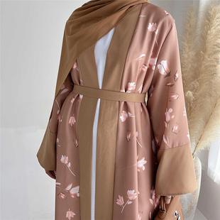 连衣裙中东迪拜土耳其长袍印花旅行开衫Dubai robe dress women