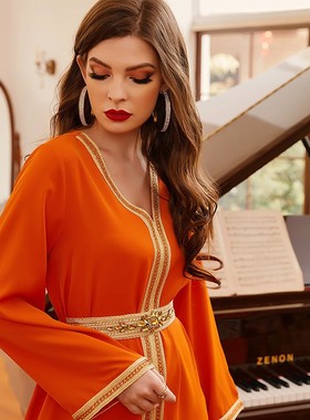 Gilded Muslim Dubai Abayak Dress Middle East Turkey Arabic