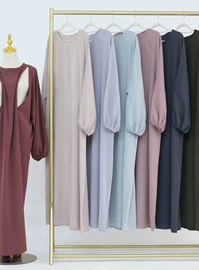新款中东土耳其迪拜纯色哺乳装长袍连衣裙 Breastfeeding Dress