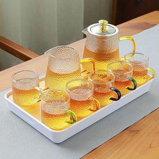 锤纹茶壶家用客厅功夫茶具办公室红茶泡茶器茶盘 耐热玻璃茶具套装