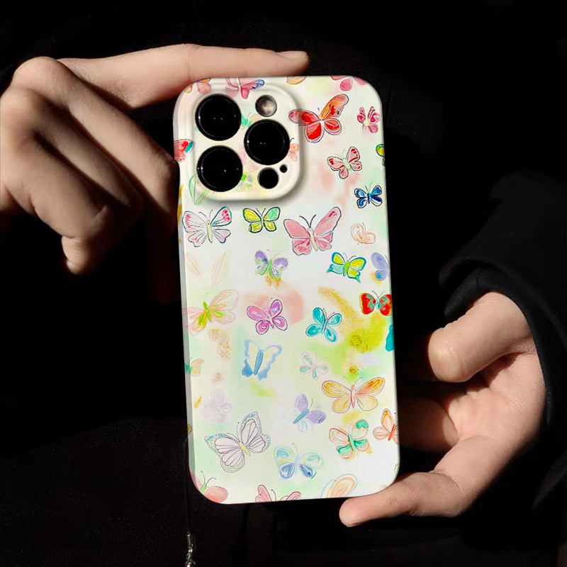 【满屏蝴蝶 】iPhone苹果15promax手机壳女生2024新款14plus艺术感设计13春夏天女神气质12小众不撞款16全包