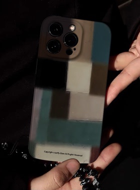 暗黑风拼接色小众高级感iPhone苹果15promax手机壳新款适用华为mate60prox小米简约时尚14艺术感13镜头全包p6