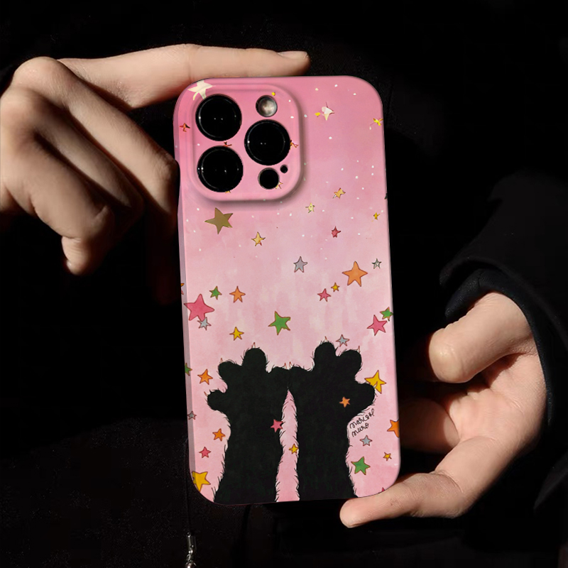 创意星星猫爪适用于iPhone15promax苹果手机壳14小米13新款nova12华为mate60pura70红米K50荣耀100软一加11套