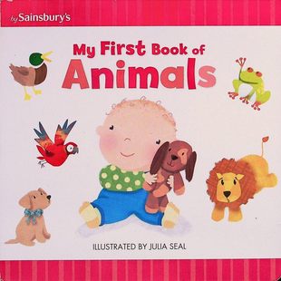 英语启蒙原版书我的第一本动物书MyFirstBook亲子共读绘本色彩鲜艳趣味动物认知适合02岁宝宝学习动物名称和叫声培养语言能力