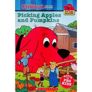 克利福德大红狗原版书Clifford摘苹果和南瓜英语绘本亲子共读秋季农场生活故事适合36岁儿童了解收获季节和友谊的趣味图画书注标