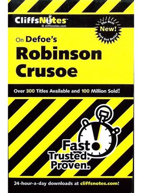 英语原版书鲁滨逊漂流记CliffsNotes系列经典冒险小说青少年适读丹尼尔笛福著作讲述主人公在荒岛生存28年的精彩故事培养孩子生