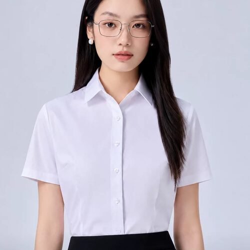 寒酥竹纤维短袖衬衫女士夏季职业教资面试穿搭正装