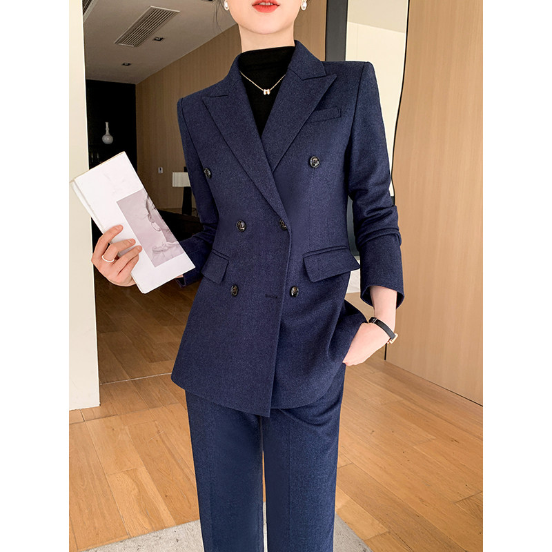 高级感西装套装女士2026秋冬气质职业正装休闲加厚毛呢阔腿裤西服