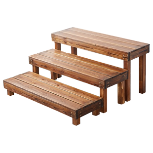 实木多肉花架多层阳台室外防腐木花架子庭院户外单层矮花凳花盆架