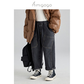 3J13 长裤 6折 MIMIGOGO休闲异形口袋立体裁剪儿童撞色线牛仔裤