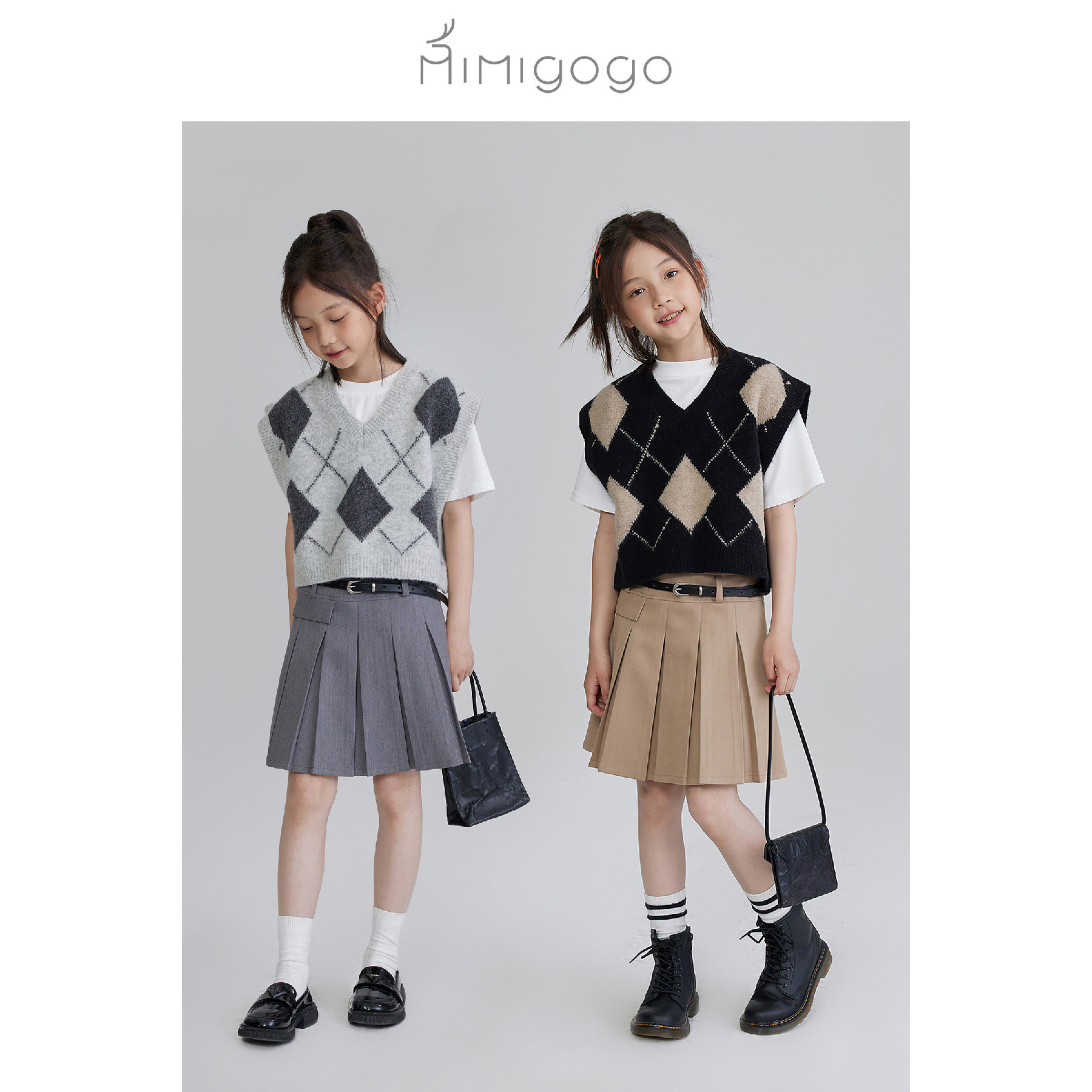 MIMIGOGO儿童V领针织马甲