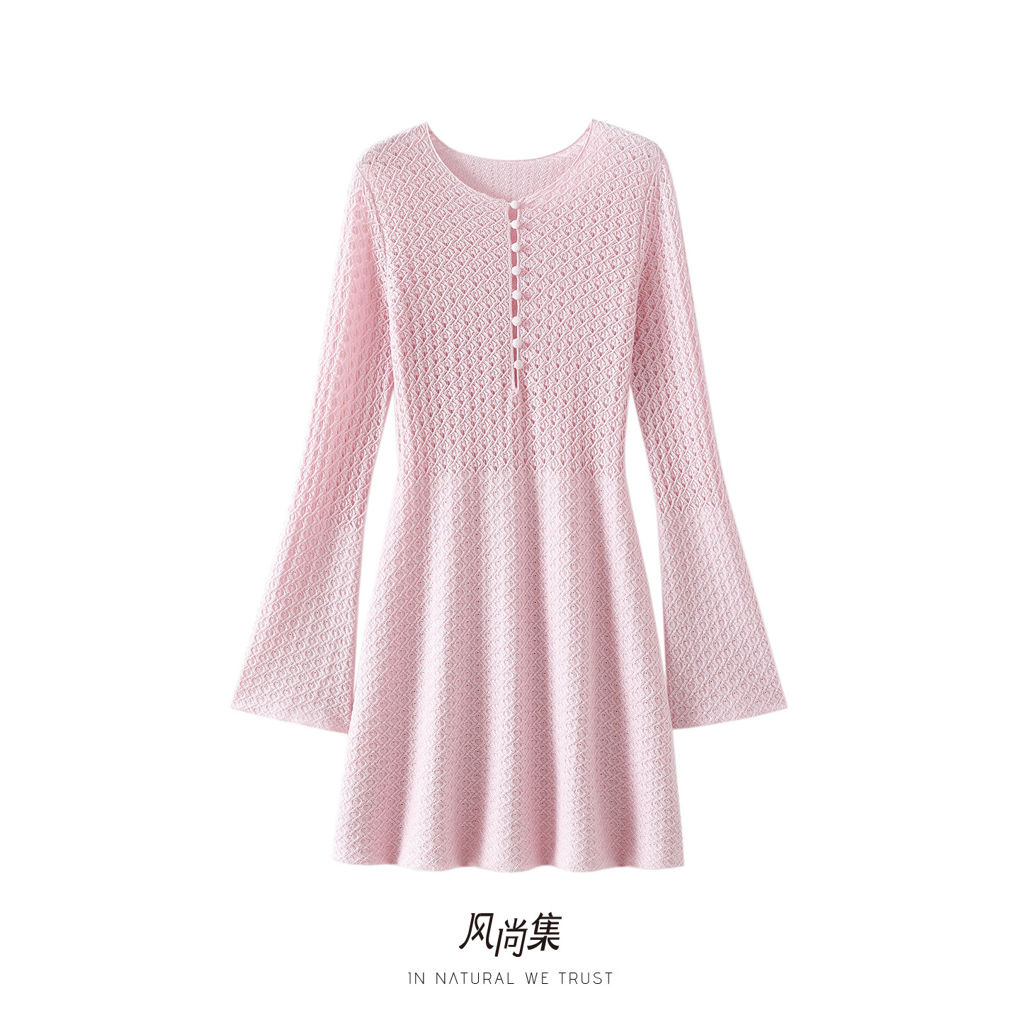 无法拒绝！美神群 春夏高端精纺100%纯羊毛连衣裙子女圆领针织衫