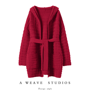 隆重推荐!这件入手真是选对了~纯羊绒时尚连帽开衫加厚毛衣外套