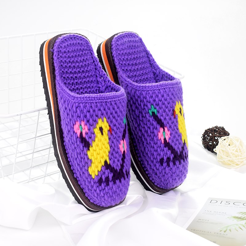 钩针粗线冬季婚嫁针织棉拖勾结婚毛线拖鞋加厚纯手工男女成品