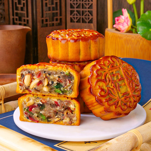 中秋月饼刻凡老式五仁味月饼传统