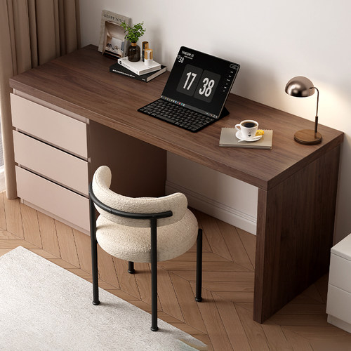 实木书桌家用学生书桌现代电脑办公桌儿童学习桌带抽床头书桌斗柜