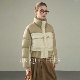 尢壹/UNIQUE'EEES【氛围雪城】撞色立领收腰羽绒面包服U6302401