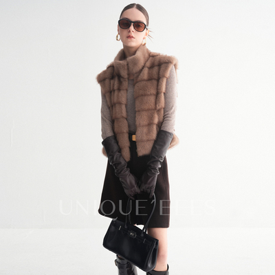 尢壹/UNIQUE'EEES 【冬日雪境】环葆小皮草仿水貂毛马甲U5507301
