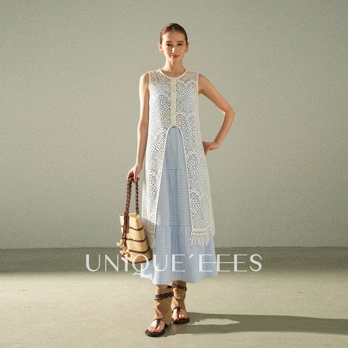 【参加】UNIQUE'EEES【夏日轻氧】减龄格纹A字套装连衣裙U6213701