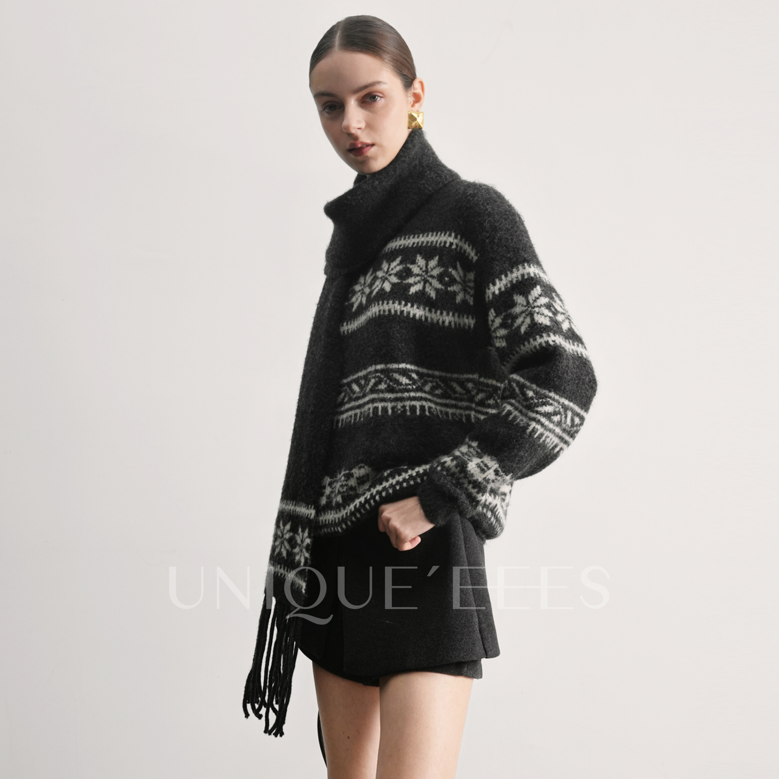 尢壹/UNIQUE'EEES【冬日限定浪漫】韩系费尔岛围脖针织衫U5508205
