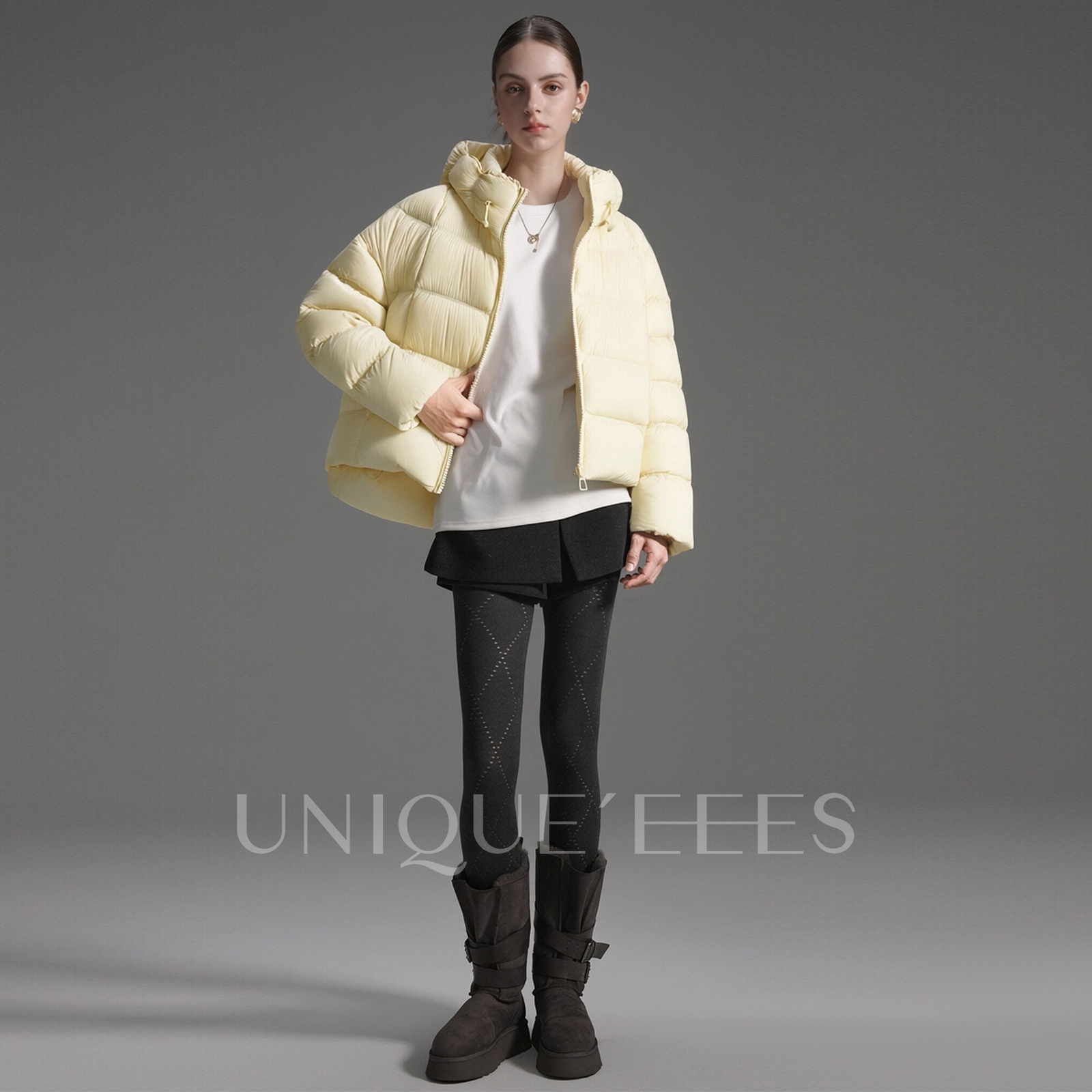 尢壹/UNIQUE'EEES【本期Bi入】泡芙款宽松连帽鹅绒服U5502219