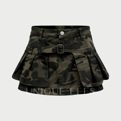 尢壹/UNIQUE'EEES美式迷彩工装牛仔半裙U6115005