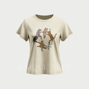 猫星人 EEES 休闲百搭小猫印花T恤U6111004 UNIQUE 尢壹