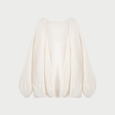 尢壹/UNIQUE'EEES【高级慵懒】灯笼袖镂空针织开衫U6108032