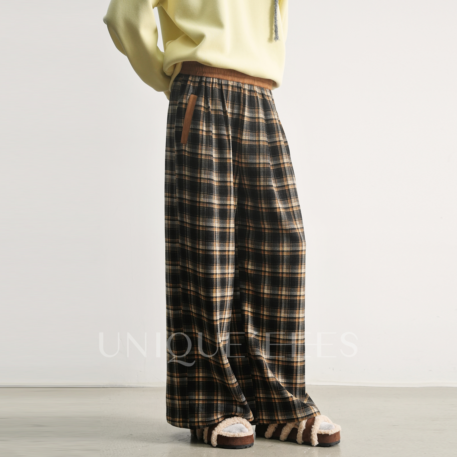 尢壹/UNIQUE'EEES【百搭神裤】复古撞色格纹直筒裤U5514201