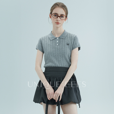 尢壹/UNIQUE'EEES【重磅抗皱面料】学院风简约时髦花苞裙U5115001