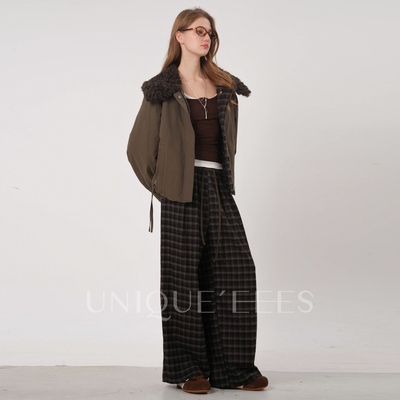 尢壹/UNIQUE'EEES【穿搭界的爱宠】复古格纹腰头休闲裤U5514022