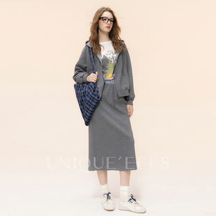 裙U5317102 格子拼接休闲套装 尢壹 抒写慵懒