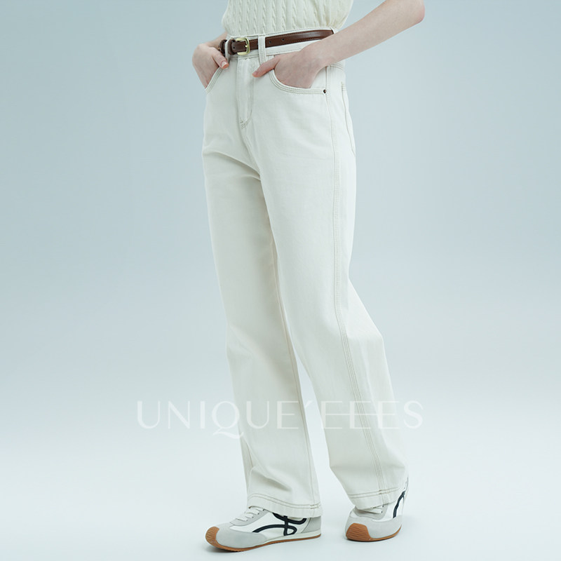 尢壹/UNIQUE'EEES百搭神裤土耳其进口高支棉極简筷子腿直筒牛仔裤