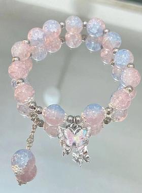 热销印象手串手链小众清冷感渐变爆花琉璃串珠手链百搭手饰