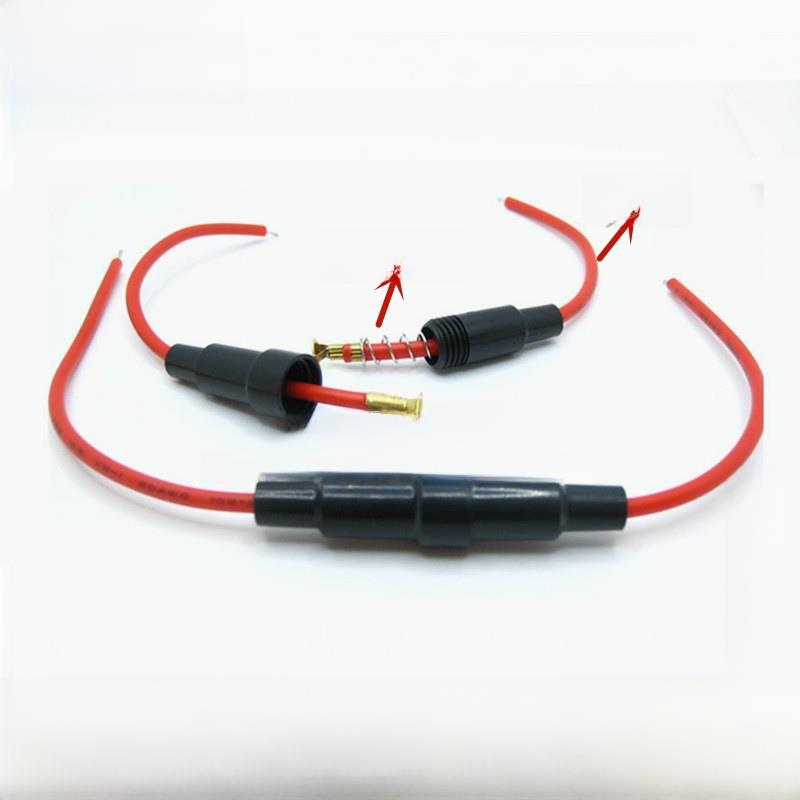 5X20mm保险丝座带线FUSE保险管座保险丝套管内带弹簧接线式保险盒